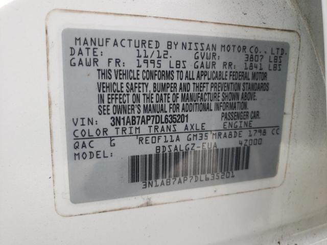 Photo 10 from auction – 2013 NISSAN SENTRA S with VIN 3N1AB7AP7DL635201
