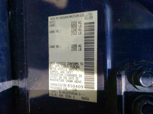 Photo 10 from auction – 2009 NISSAN MAXIMA S with VIN 1N4AA51E59C850409