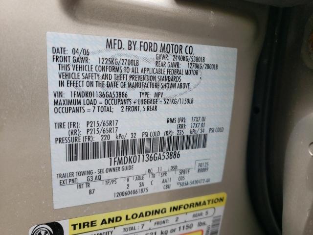 Photo 10 from auction – 2006 FORD FREESTYLE with VIN 1FMDK01136GA53886