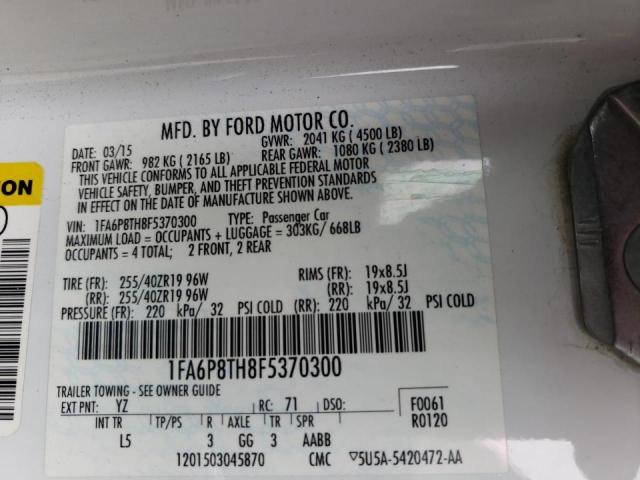 Photo 10 from auction – 2015 FORD MUSTANG with VIN 1FA6P8TH8F5370300