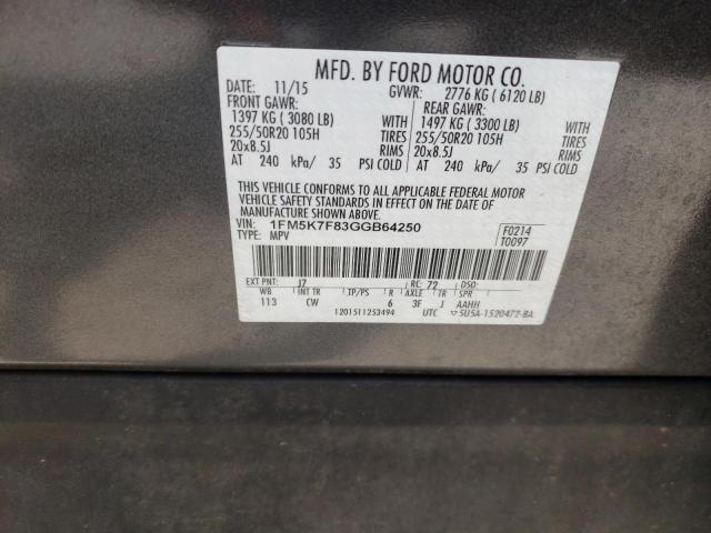 Photo 10 from auction – 2016 FORD EXPLORER L with VIN 1FM5K7F83GGB64250