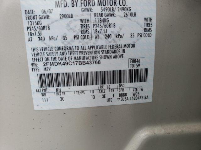 Photo 10 from auction – 2007 FORD EDGE with VIN 2FMDK49C17BB43768