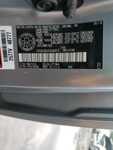 Photo 10 from auction – 2012 TOYOTA SIENNA with VIN 5TDZK3DC2CS260571