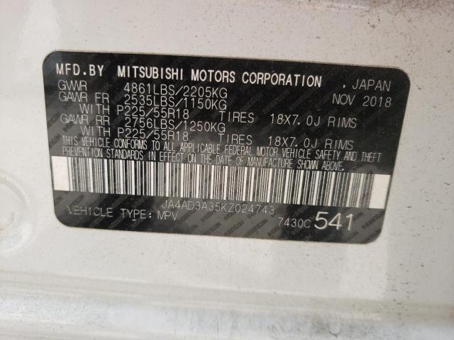 Photo 10 from auction – 2019 MITSUBISHI OUTLANDER with VIN JA4AD3A35KZ024743