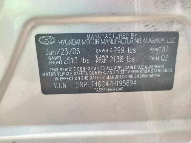 Photo 10 from auction – 2007 HYUNDAI SONATA with VIN 5NPET46C47H195894