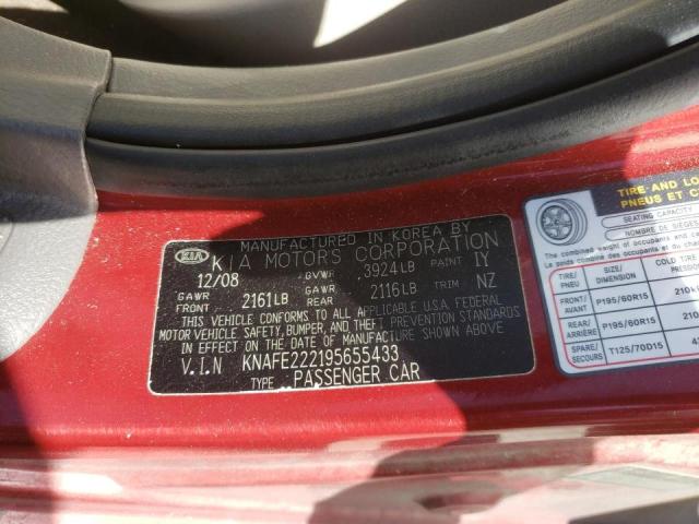 Photo 10 from auction – 2009 KIA SPECTRA EX with VIN KNAFE222195655433
