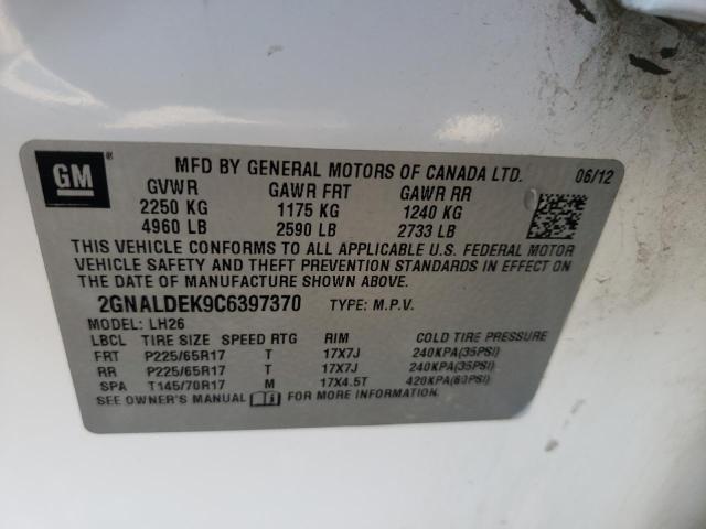 Photo 10 from auction – 2012 CHEVROLET EQUINOX LT with VIN 2GNALDEK9C6397370