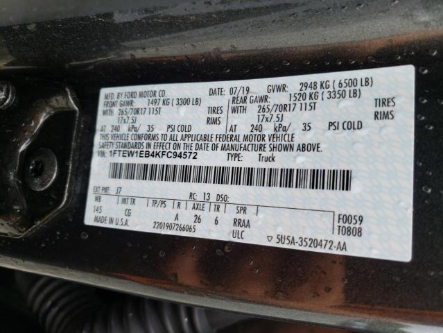 Photo 10 from auction – 2019 FORD F150 SUPER with VIN 1FTEW1EB4KFC94572