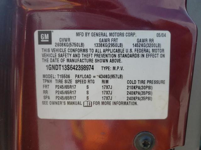 Photo 10 from auction – 2004 CHEVROLET TRAILBLAZE with VIN 1GNDT13S642398974