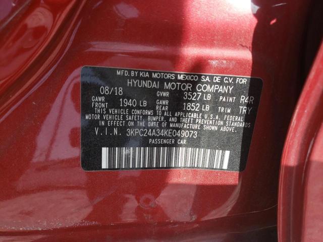 Photo 10 from auction – 2019 HYUNDAI ACCENT SE with VIN 3KPC24A34KE049073