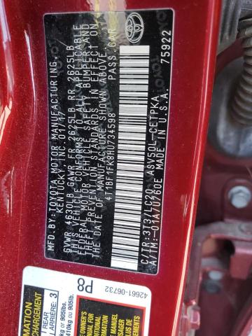Photo 10 from auction – 2017 TOYOTA CAMRY LE with VIN 4T1BF1FK8HU734598
