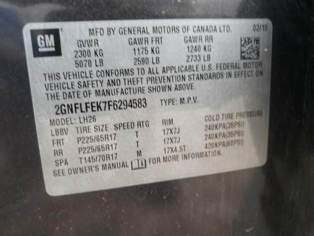Photo 10 from auction – 2015 CHEVROLET EQUINOX LT with VIN 2GNFLFEK7F6294583