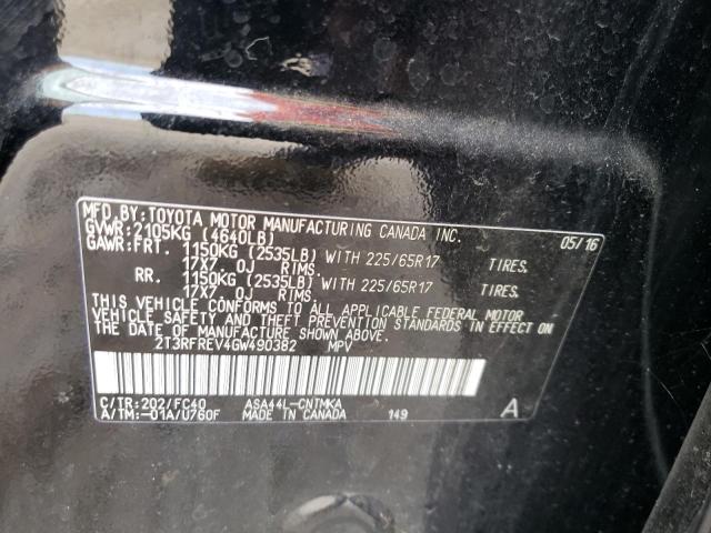 Photo 10 from auction – 2016 TOYOTA RAV4 XLE with VIN 2T3RFREV4GW490382
