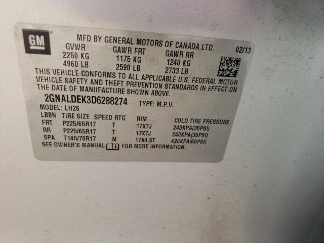 Photo 10 from auction – 2013 CHEVROLET EQUINOX LT with VIN 2GNALDEK3D6288274