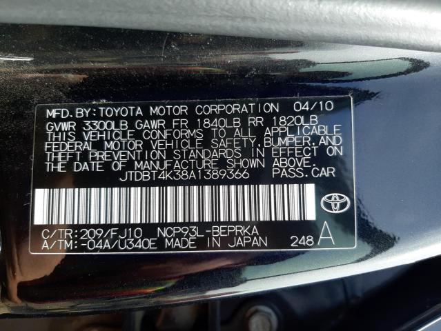 Photo 10 from auction – 2010 TOYOTA YARIS with VIN JTDBT4K38A1389366