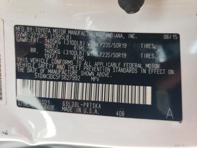 Photo 10 from auction – 2015 TOYOTA SIENNA SPO with VIN 5TDXK3DC5FS627992