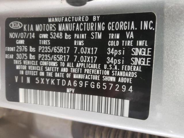 Photo 10 from auction – 2015 KIA SORENTO LX with VIN 5XYKTDA69FG657294
