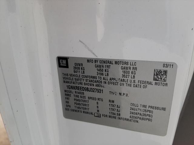 Photo 10 from auction – 2011 CHEVROLET TRAVERSE L with VIN 1GNKREED9BJ327931