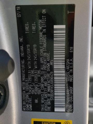 Photo 10 from auction – 2018 TOYOTA HIGHLANDER with VIN 5TDDZRFH3JS896429