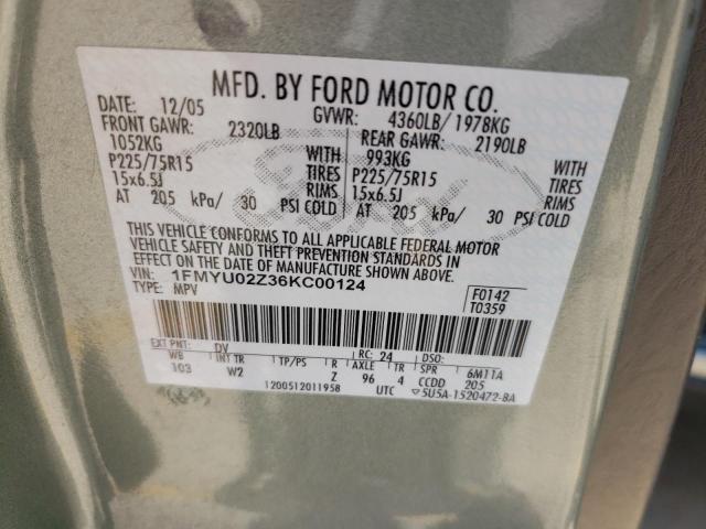 Photo 10 from auction – 2006 FORD ESCAPE XLS with VIN 1FMYU02Z36KC00124