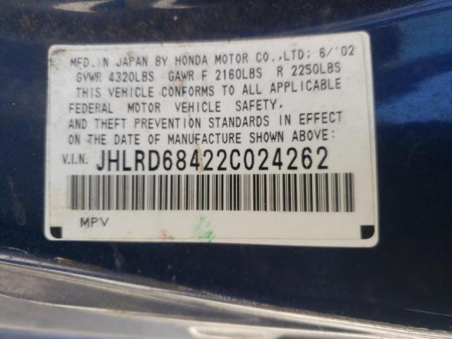 Photo 10 from auction – 2002 HONDA CR-V LX with VIN JHLRD68422C024262