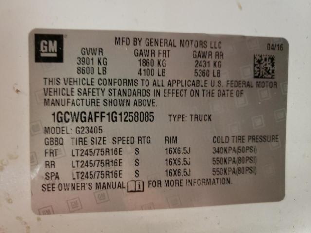 Photo 10 from auction – 2016 CHEVROLET EXPRESS G2 with VIN 1GCWGAFF1G1258085