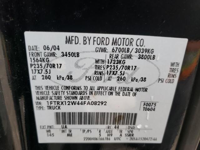 Photo 10 from auction – 2004 FORD F150 with VIN 1FTRX12W44FA08292