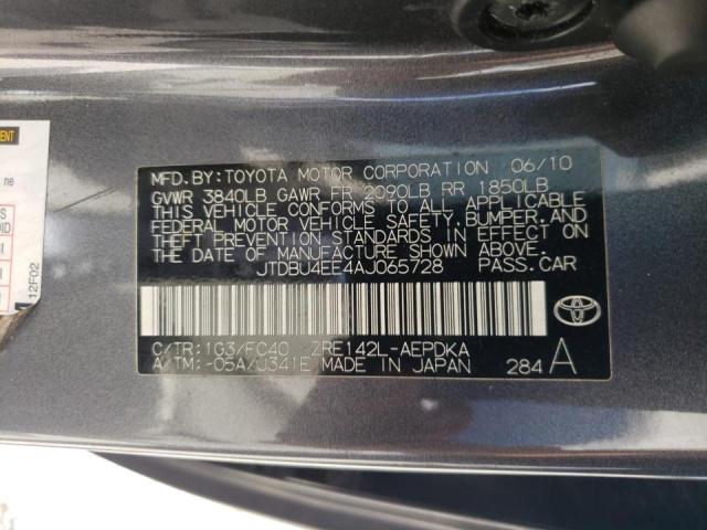 Photo 10 from auction – 2010 TOYOTA COROLLA BA with VIN JTDBU4EE4AJ065728