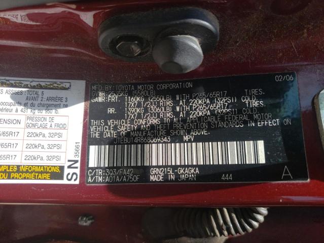 Photo 10 from auction – 2006 TOYOTA 4RUNNER SR with VIN JTEBU14R868069343