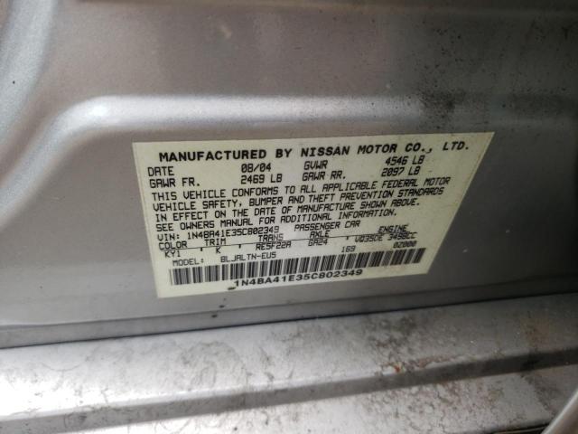 Photo 10 from auction – 2005 NISSAN MAXIMA SE with VIN 1N4BA41E35C802349