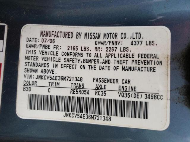 Photo 10 from auction – 2006 INFINITI G35 with VIN JNKCV54E36M721348