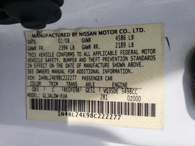 Photo 10 from auction – 2008 NISSAN ALTIMA 3.5 with VIN 1N4BL24E98C222277