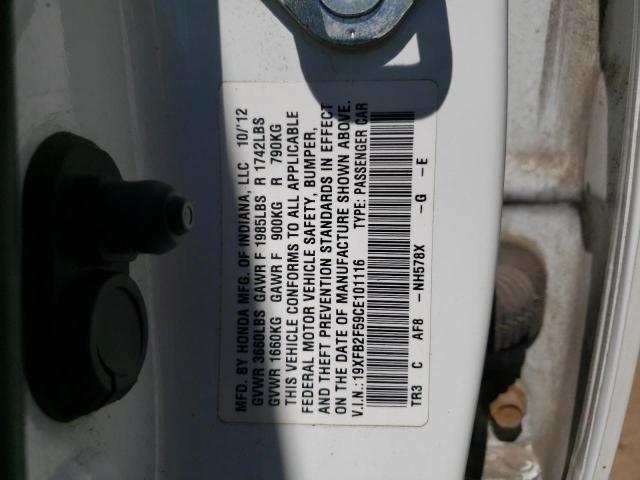 Photo 10 from auction – 2012 HONDA CIVIC LX with VIN 19XFB2F59CE101116