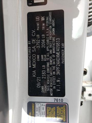 Photo 10 from auction – 2021 KIA FORTE FE with VIN 3KPF24ADXME409813