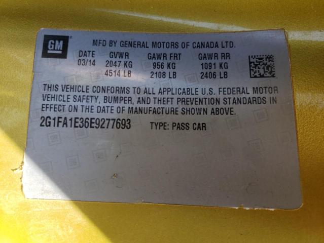 Photo 10 from auction – 2014 CHEVROLET CAMARO LS with VIN 2G1FA1E36E9277693