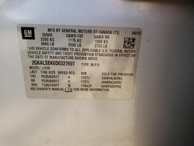 Photo 10 from auction – 2013 GMC TERRAIN SL with VIN 2GKALSEK6D6327697