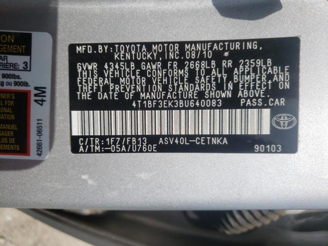 Фото 10 с аукциона – 2011 TOYOTA CAMRY BASE с VIN 4T1BF3EK3BU640083