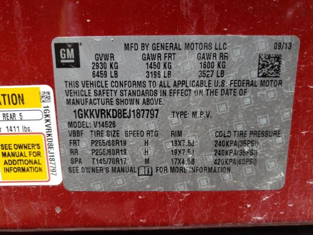 Photo 10 from auction – 2014 GMC ACADIA SLT with VIN 1GKKVRKD8EJ187797