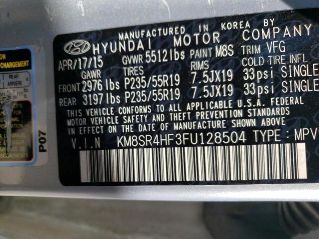 Photo 10 from auction – 2015 HYUNDAI SANTA FE G with VIN KM8SR4HF3FU128504