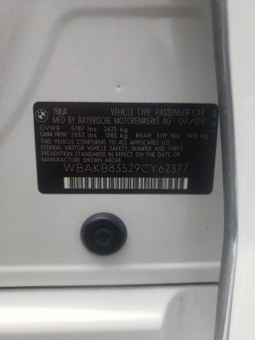 Photo 10 from auction – 2009 BMW 750 LI with VIN WBAKB83529CY62377