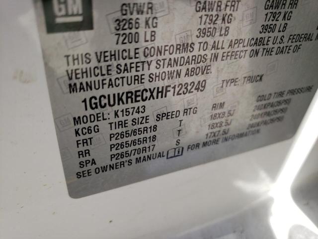Photo 10 from auction – 2017 CHEVROLET SILVERADO with VIN 1GCUKRECXHF123249