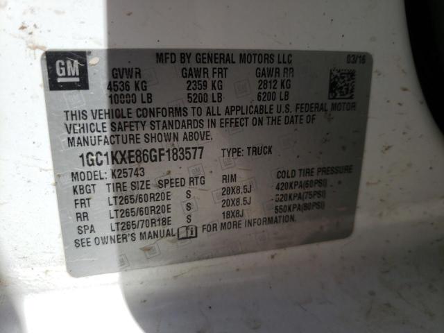 Photo 10 from auction – 2016 CHEVROLET SILVERADO with VIN 1GC1KXE86GF183577