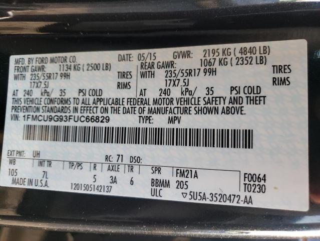 Photo 10 from auction – 2015 FORD ESCAPE SE with VIN 1FMCU9G93FUC66829