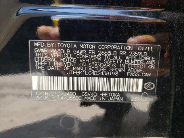 Photo 10 from auction – 2011 LEXUS ES 350 with VIN JTHBK1EG4B2438198