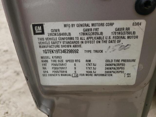 Photo 10 from auction – 2004 GMC NEW SIERRA with VIN 1GTEK19T34E298992