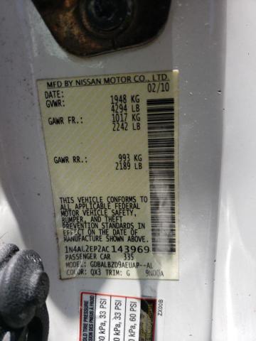 Photo 10 from auction – 2010 NISSAN ALTIMA S with VIN 1N4AL2EP2AC143969