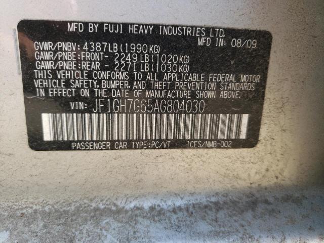 Photo 10 from auction – 2010 SUBARU IMPREZA WR with VIN JF1GH7G65AG804030