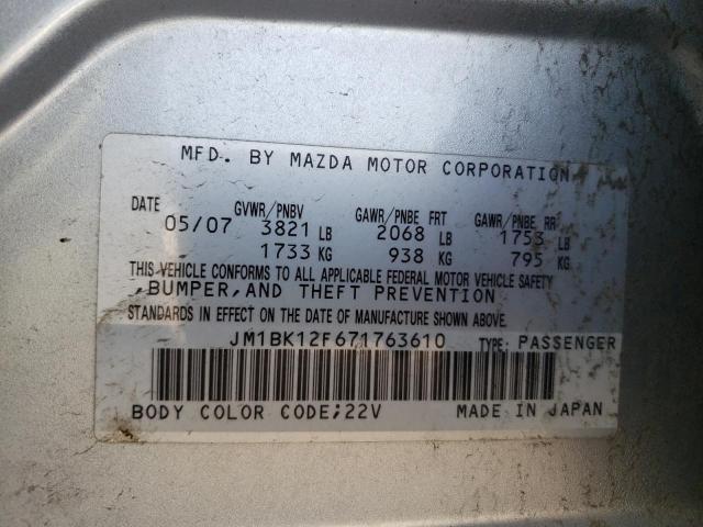 Photo 10 from auction – 2007 MAZDA 3 I with VIN JM1BK12F671763610