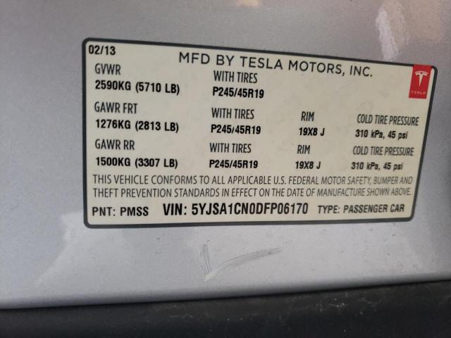 Photo 10 from auction – 2013 TESLA MODEL S with VIN 5YJSA1CN0DFP06170