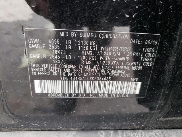 Photo 10 from auction – 2019 SUBARU OUTBACK TO with VIN 4S4BSATC6K3384085
